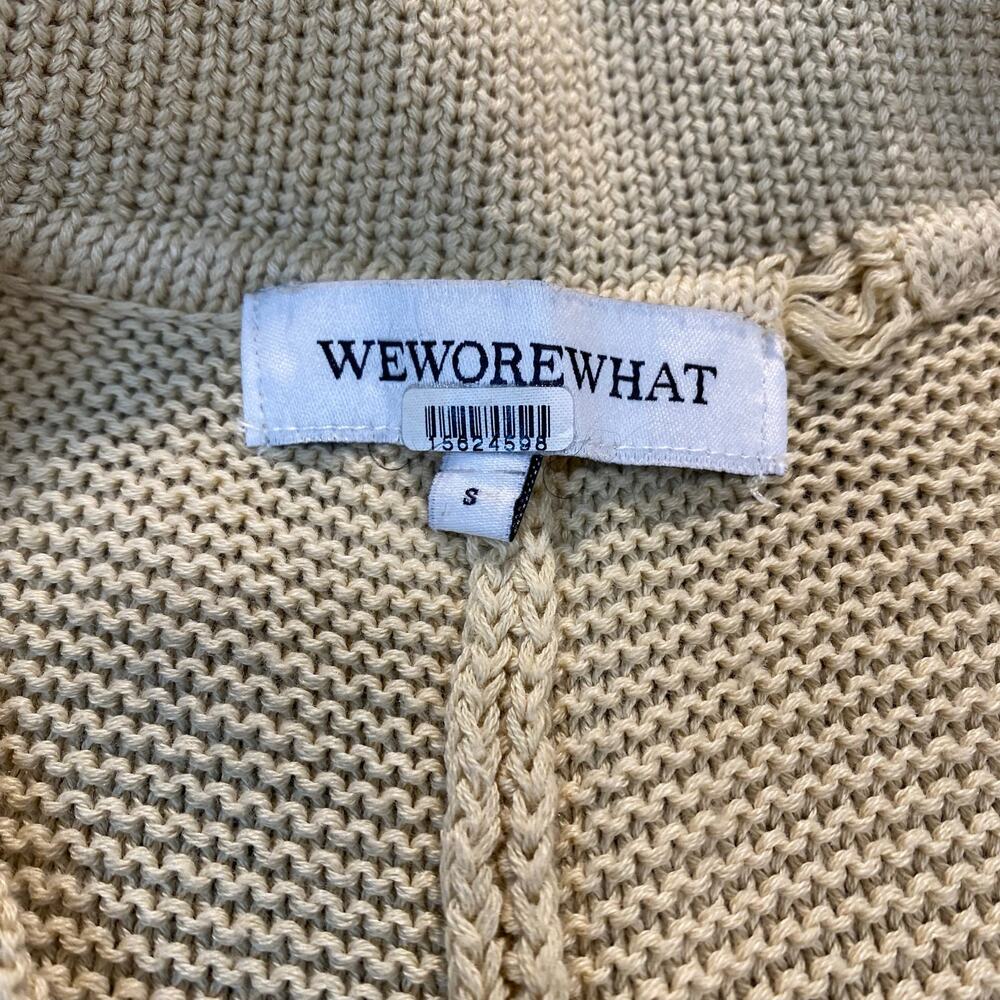WeWoreWhat Tan Knit Romper Womens Small Long Sleeve Collared Sweater Shorts - Picture 4 of 10